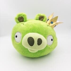 Angry Birds King Pig Green 10 Plush Toy Gold Crown Embroidered 8 Inch 2010